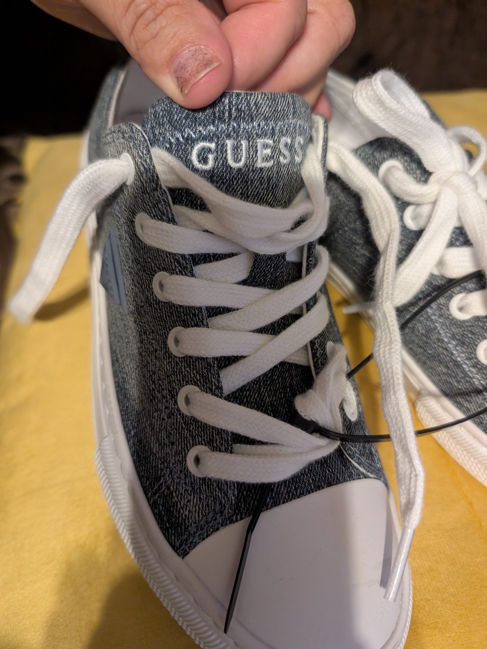 GUESS Kids Denim-Style Gray & White Lace-Up Sneakers - Picture 10 of 13